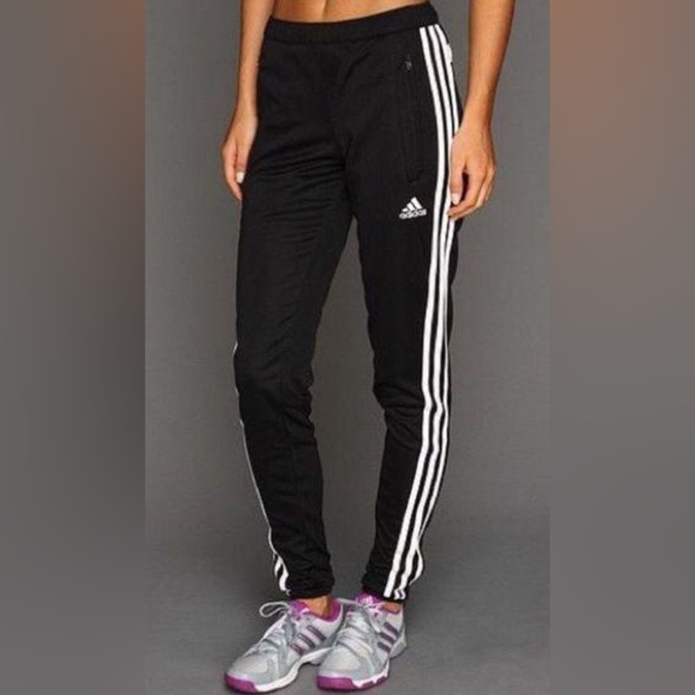 Adidas climacool youth medium black and white stripe track pants